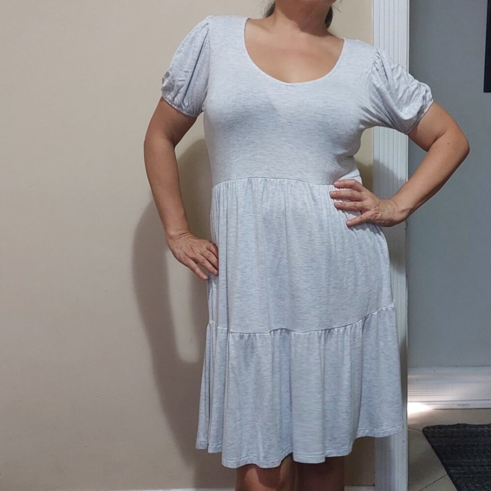 Grey Cotton Knee-length Dress Size S